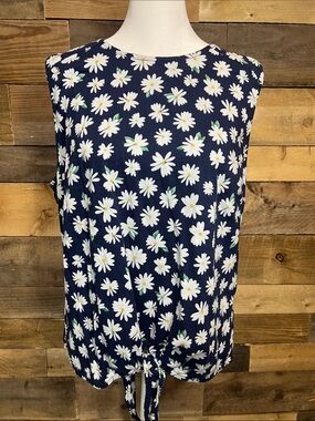Old Navy Navy Daisy Tie-Front Sleeveless Camisole